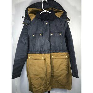J. CREW Waxed Cotton Canvas Field Jacket Barn Chore Coat Khaki Blue Small